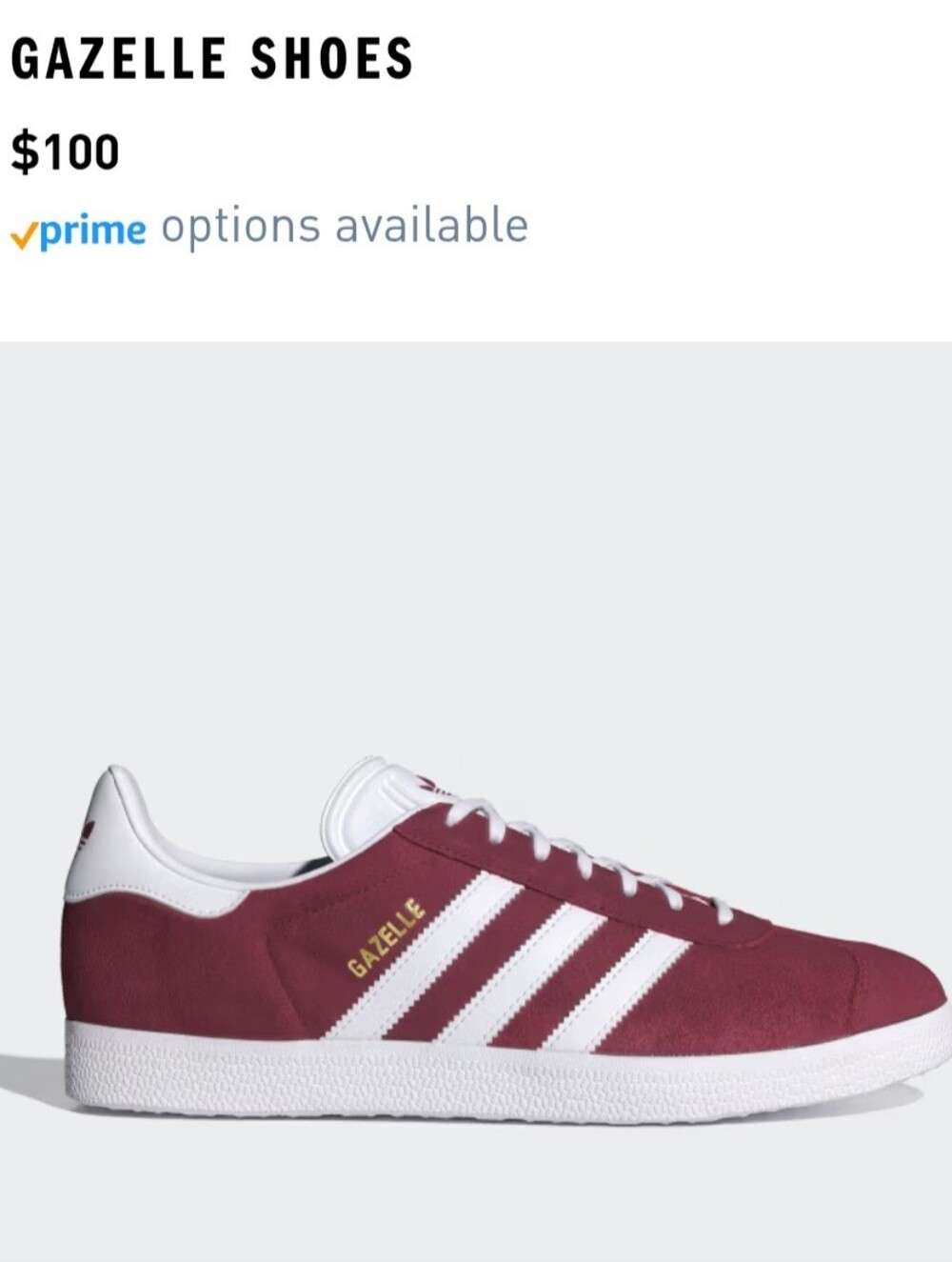Adidas Gazelle Collegiate Burgundy Red Sneakers B41645 Mens Size US 7.5 EUR 40